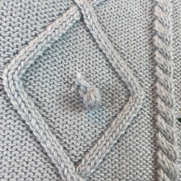 Blue Knit Tank Top & Cardigan Sweater Set Flowers Dainty M Pastel Floral - Picture 7 of 7